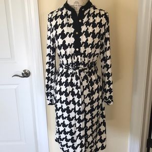 New NY Collection Black & White Print Dress w/ Tie